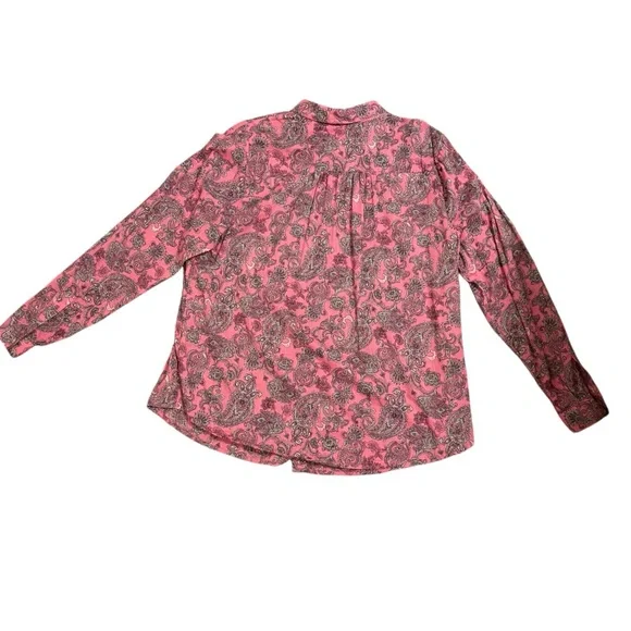 J. Jill Pink & Black Paisley Button-Down Shirt – Size Large - Picture 5 of 9